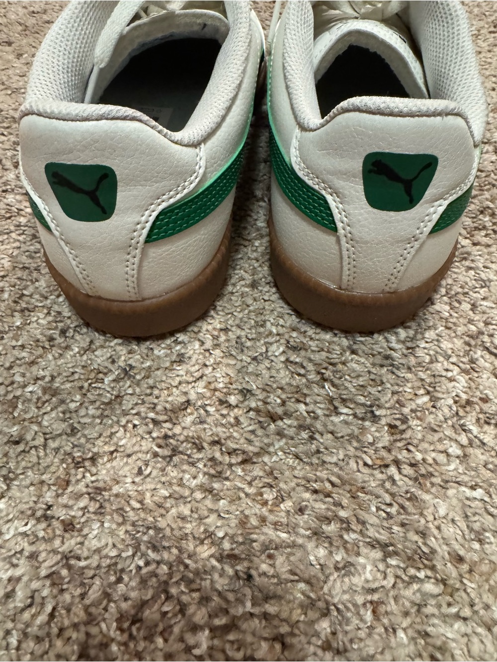 Puma White Sneakers with Green Stripe - Picture 3 of 5